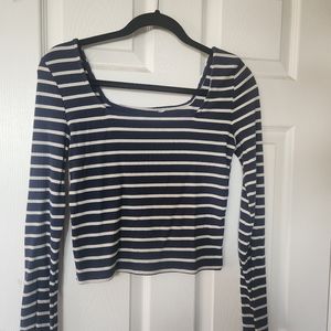 striped square neck shirt